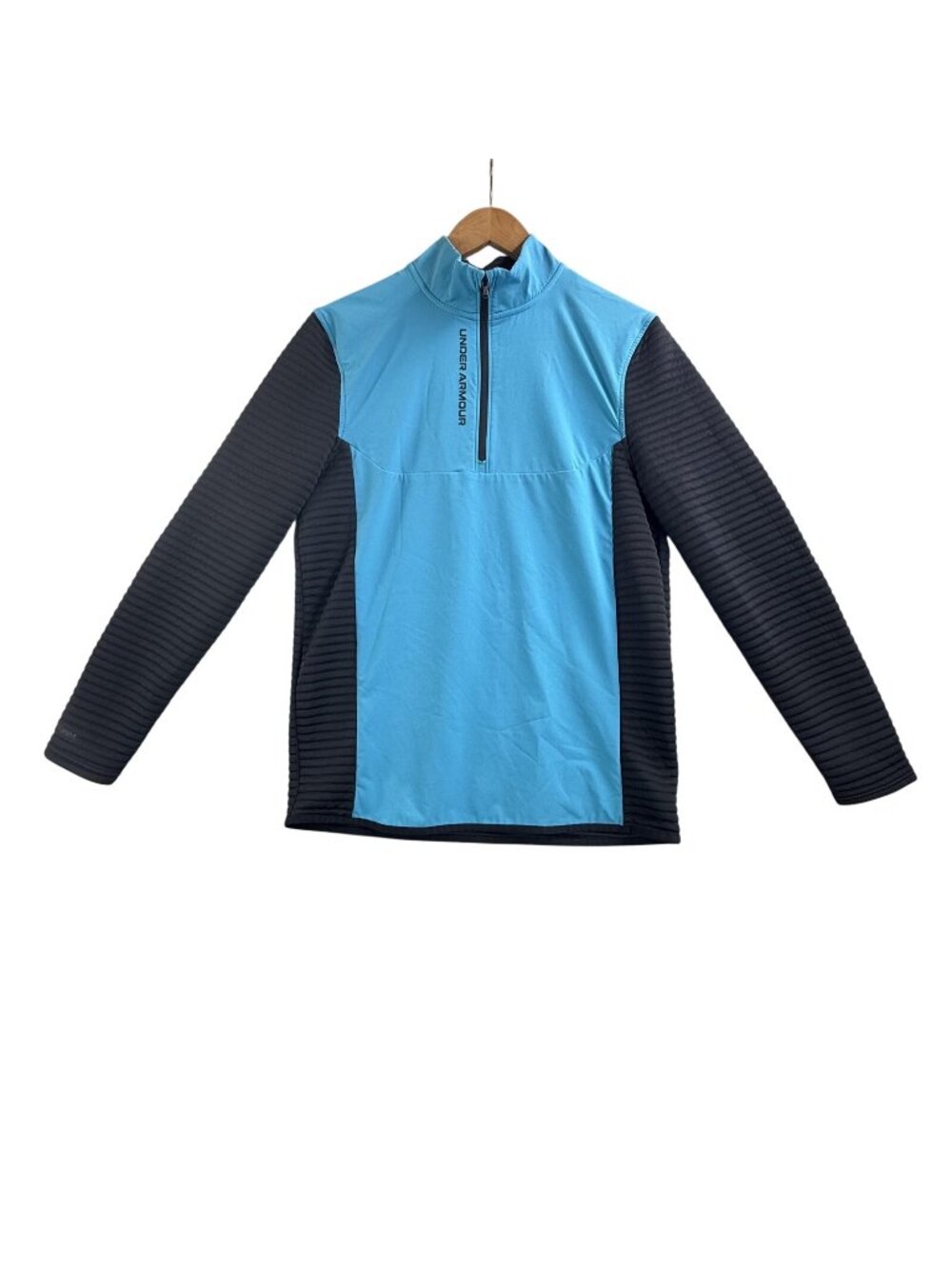 Under Armour Pullover Mens Small Blue Black UA Storm Golf 1/4 Zip Mock Neck Top